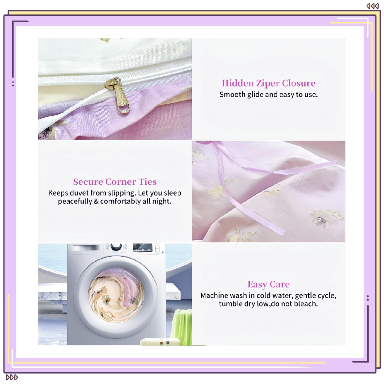 Condition photo showing New/Like New for zeyekuku 4pcs duvet cover set- 100% cotton comfort queen size duvet cover set,a duvet cover,a deep p