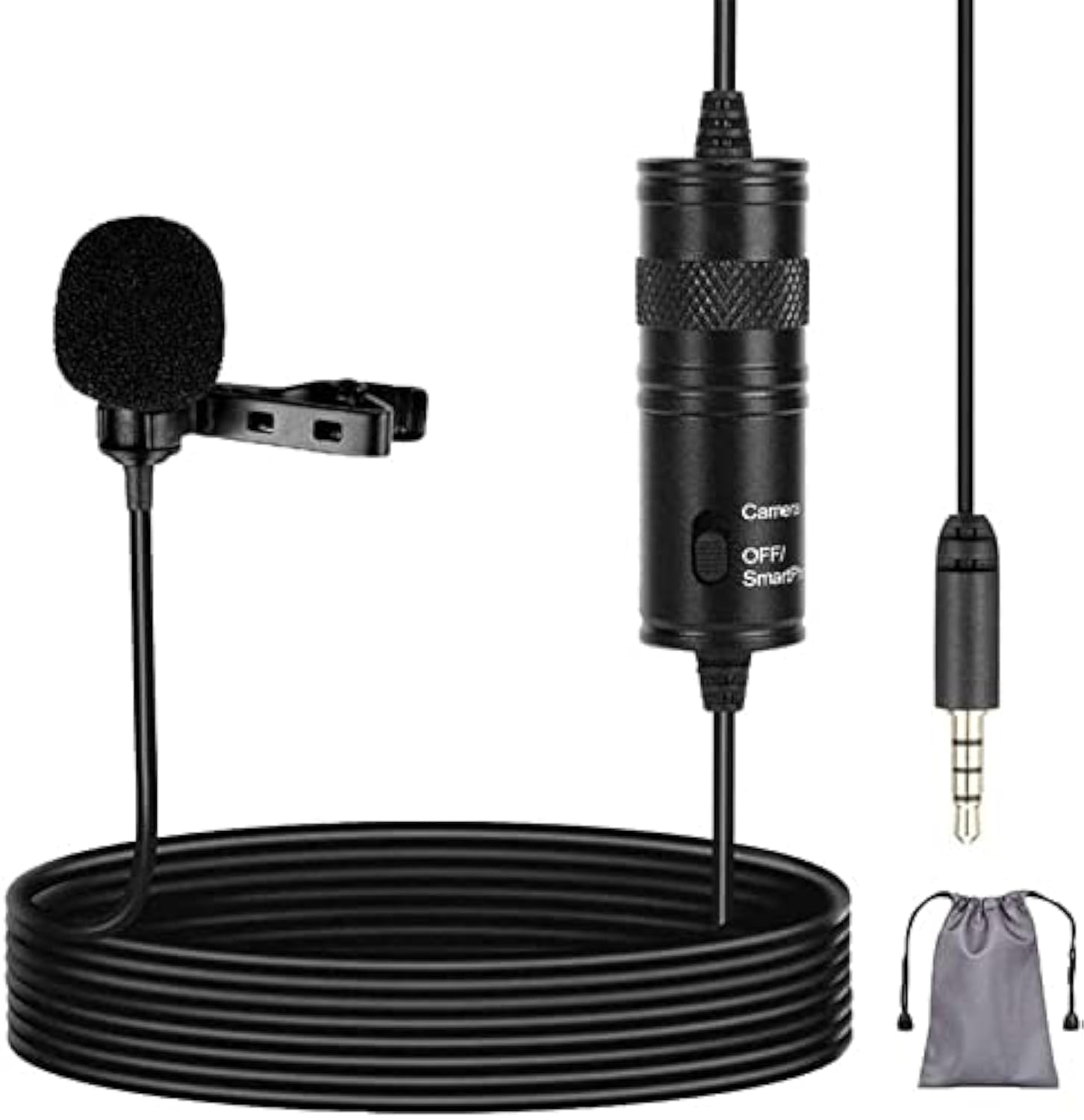 Mcoplus Omnidirectional Lavalier Microphone, LVD600 External 3.5mm Clip-On Lapel Mic for smartPhone, DSLR, Camera, Camcorders, Voice Recorder, Computer (6m/19ft)