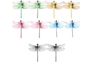 Guijinhao 10 PCS Dragonfly Hat Clip for Bugs,5 Colors for Indoor Outdoor Decor Craft Fishing Camping (A155-10)