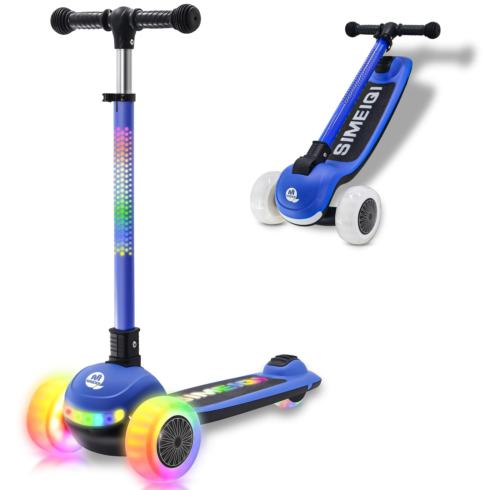 3-Wheels Kids Scooter with LED Light-up Wheels Handlebar & Deck 3 Wheel Folding Scooter for Toddlers Girls Boys Ages 3-12 Lean to Steer, Extra-Wide Wheels, Kick Scooter for Children