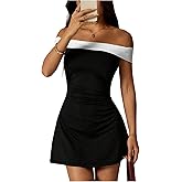 GORGLITTER Women's Off The Shoulder Bodycon Mini Dress Elegant Classy Summer Wedding Guest Cocktail Party Sundresses