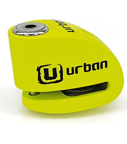 URBAN UR955Y Antivol Bloque Disque Moto - Compact, Jaune Fluorescent, Verrouillage Rapide - Pour Moto, Scooter, Vélo