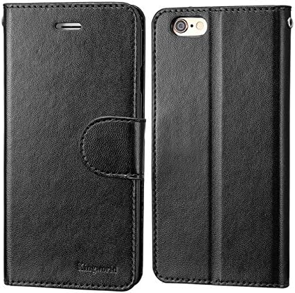 iPhone 6 6s Wallet Case KINGWorld Premium PU Slim Leather Case with Flip Stand Feature with ID Credit Card Slot Holder Pockets Magnetic Closure for Apple iPhone 6 6s (4.7 inch)-Black