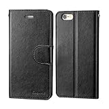 KINGWorld Flip Wallet Book Cover with Credit Card Holder for iPhone 6s Plus and iPhone 6 Plus (Black)