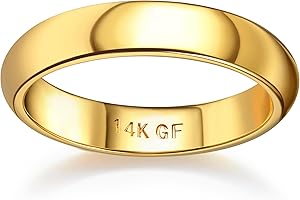 Florideco 14K Gold Filled Unisex Thumb Ring, Gold Band, Stackable Ring, Wedding Band, Size 8