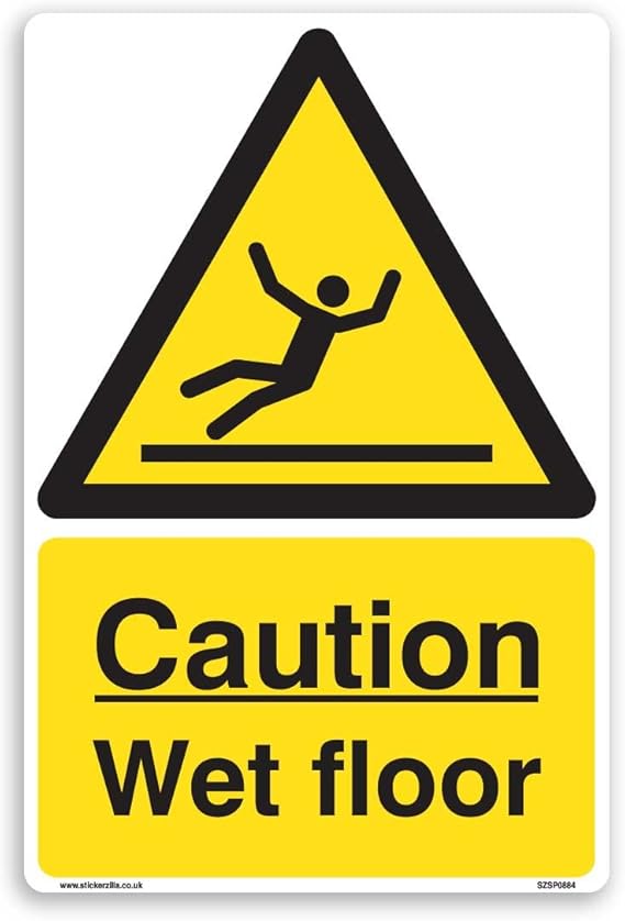 Caution Wet Floor Sign [A5 150mm x 200mm] Self Adhesive Stickers