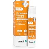The Derma Co 1% Hyaluronic Sunscreen Aqua Gel with SPF 50 & PA++++ | Broad Spectrum UVA/B & Blue Light Protection | Lightweight & Quick Absorbing with Vitamin E | 1.76 Oz/50g