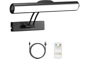 VIGMOJ Wireless LED Picture Light with Remote, Rechargeable Battery Painting Light, Dartboard Light Metal Art Lights, 300LM Brightness Adjustable Highlight Display Lamp for Frame Portrait