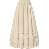 Scarlet Darkness Maxi Skirts for Women Long Renaissance Skirt Flowy Ruffle Tiered Skirt