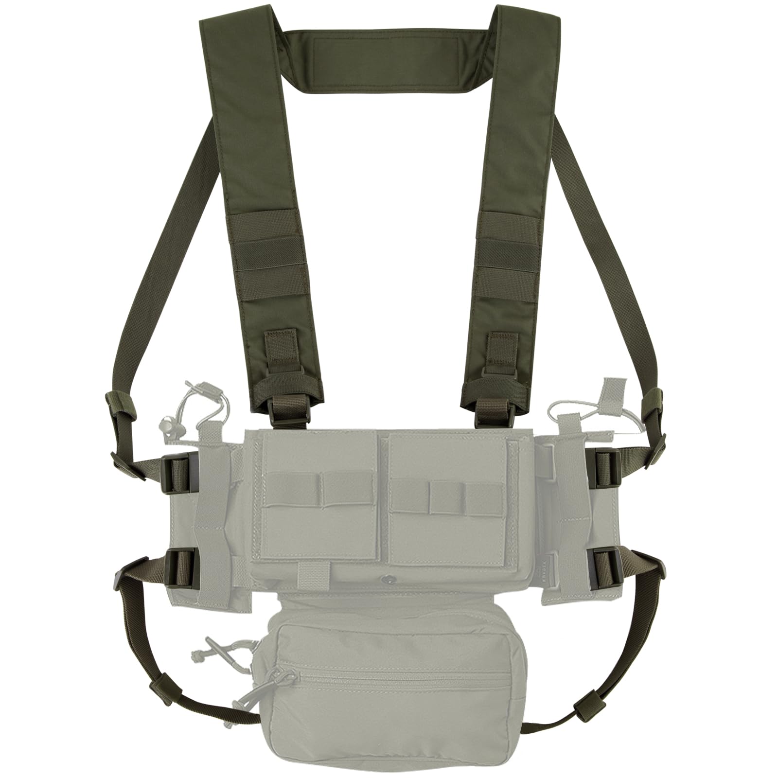 KRYDEX GEAR Tactical Fat Strap Shoulder Harness and Back Strap for MK3 MK4 D3CRM Chest Rig (Ranger Green)