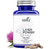 Vital-J Empowering 21-in-1 Liver Support Supplement, Liver Cleanse Detox & Repair - W/Milk Thistle, Zinc, Beetroot & Artichoke, Choline & Dandelion Root for Digestion & Immunity - 60 Capsules