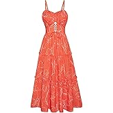 GRACE KARIN Women's Summer Floral Dress 2026 Boho Spaghetti Strap Smocked Tiered Casual Maxi Long Sundress with Pockets