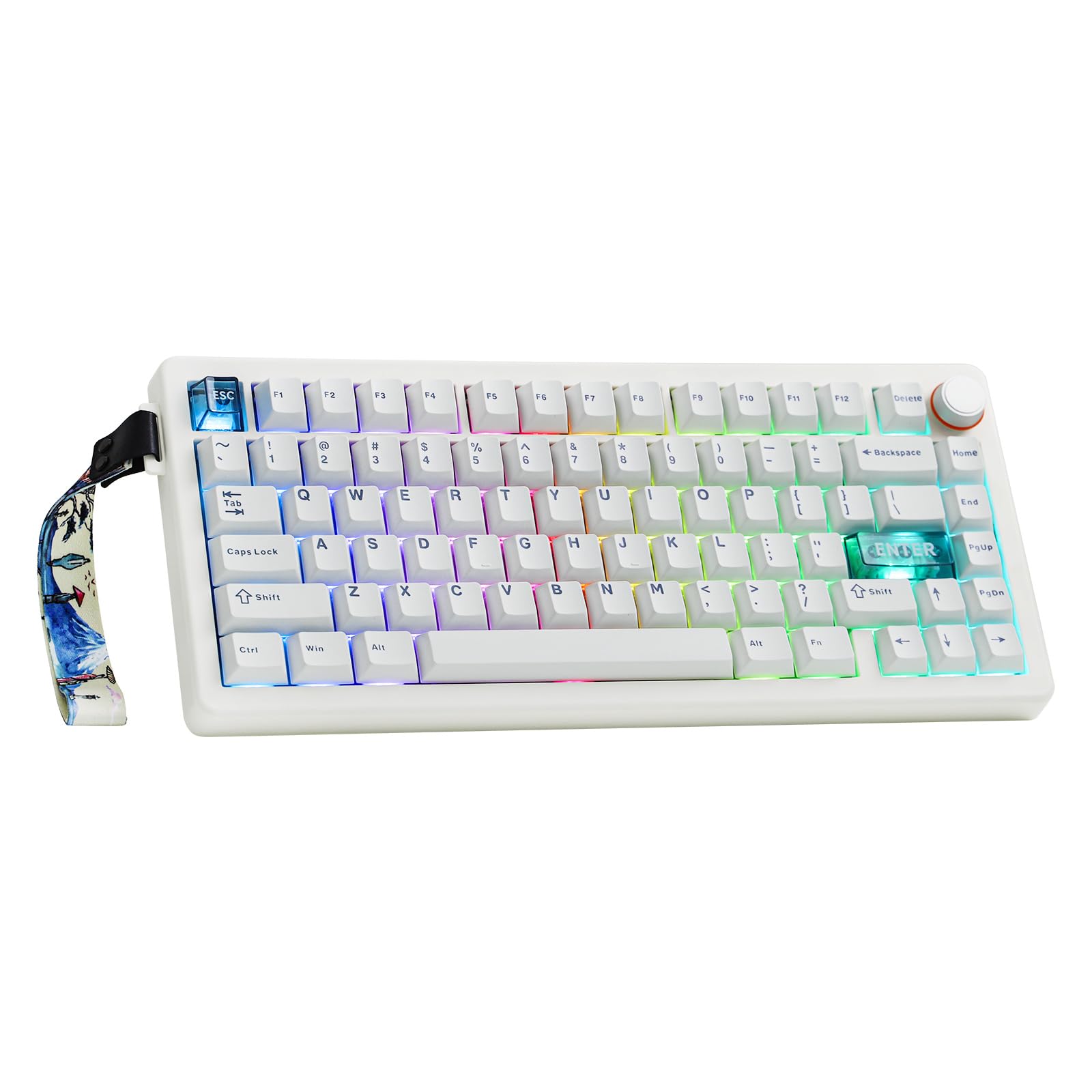 MechLands CIDOO QK75 VIA Programmable 75% Compact Keyboard, USB-C/BT5.0/2.4Ghz Wireless, Hot Swappable Custom Mechanical Keyboard with Gasket Mounted, PC Plate, 4000mAh Battery for Win/Mac (White)