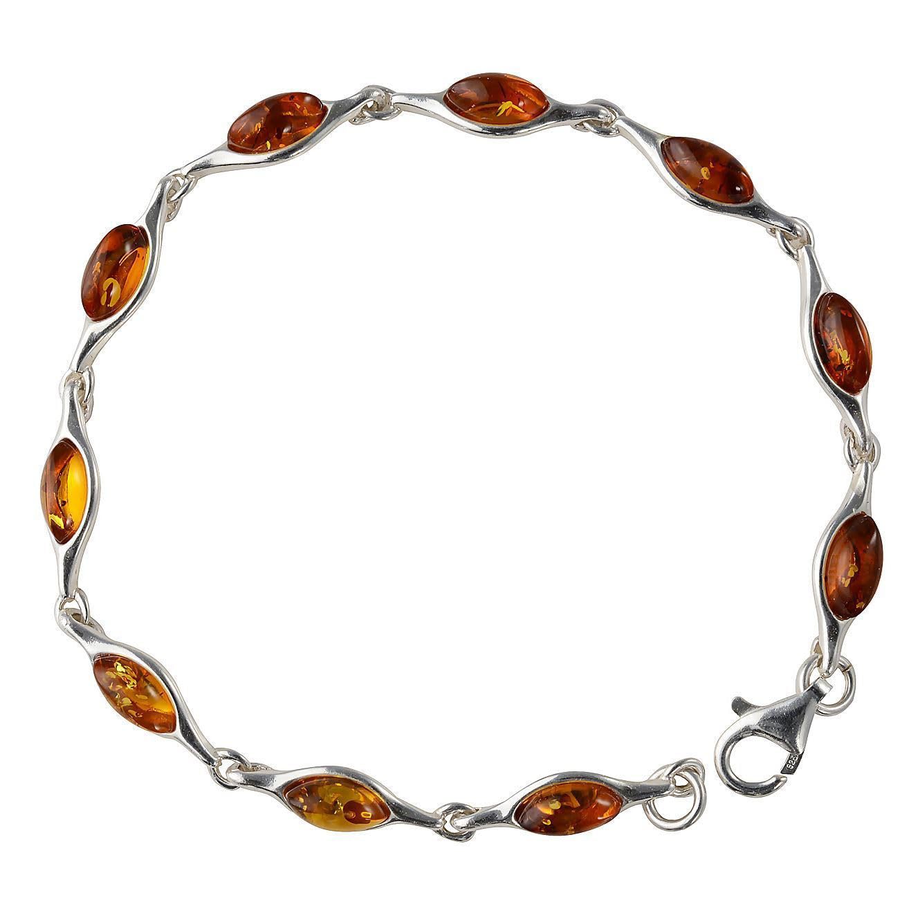 HolidayGiftShops GIA Certified Sterling Silver Honey Baltic Amber Bracelet Delicate