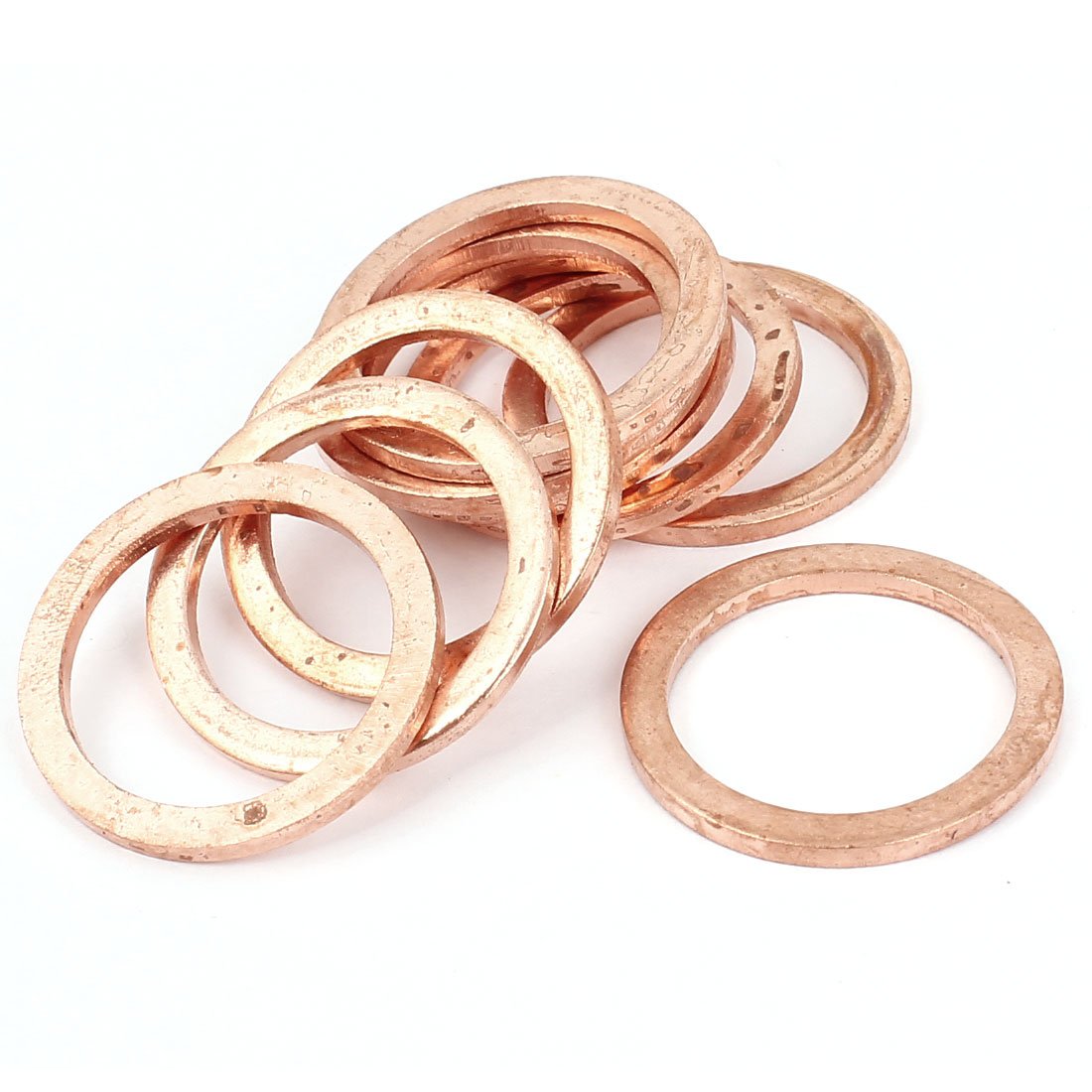 Sourcingmap 20mm x 26mm x 2mm Metric Shape Copper Flat Washer 10 Pcs