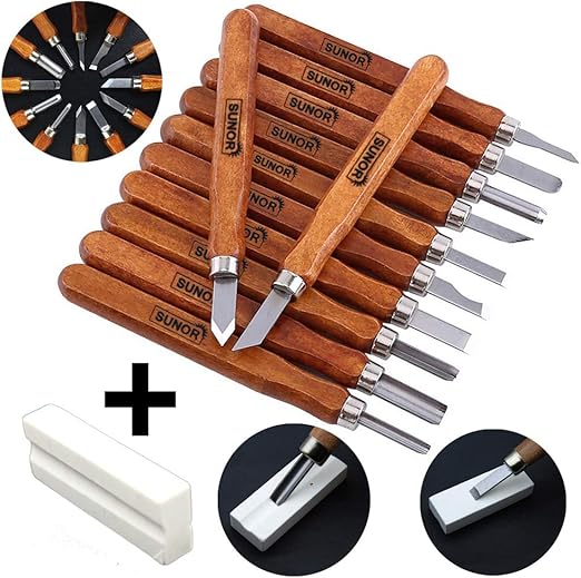 12 Set SK2 Carbon Steel Wood Carving Tools, Crafting Chisel Tools with