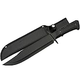 SZCO SUPPLIES 15" Outdoor Survival Black Tech Bowie Blade Knife