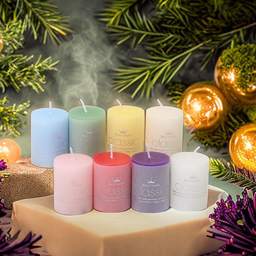 8 Pack Scented Pillar Candles,5x5cm Smokeless Candle Candles,190+ Hrs Long-Lasting Burning Candles, for Home Décor, Bathroom, Wedding Decorations