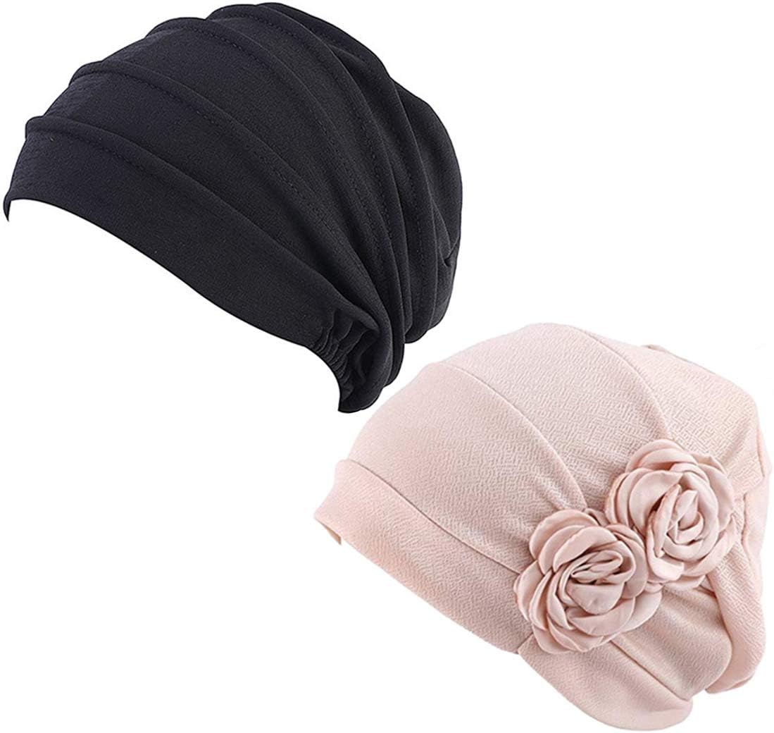 WETOO Women Chemo Hat Beanie Flower Headscarf Turban Headwear for Cancer