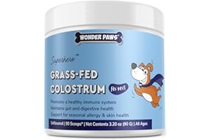 WONDER PAWS Premium Grass Fed Colostrum for Dogs – Pure Bovine Colostrum for Dogs – Immune, Allergy, Skin & Itch Relief – All Ages, Sizes & Breeds – 3.20oz
