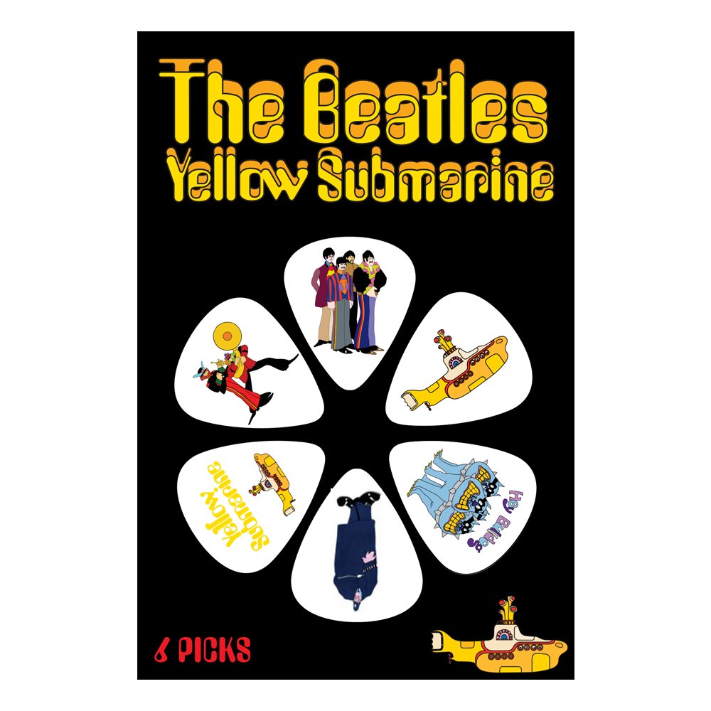 THE BEATLES YELLOW SUBMARINE YSP01 Picks Guitar Accessories, White, Set of 6 Pieces