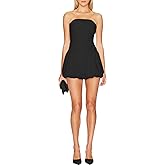 SHESEEWORLD Women's Summer Sexy Strapless Bandeau Corset Dress Tube Top Y2k Bubble Skirt Fully Lined Short Mini Party Dresses