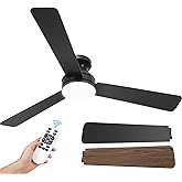 52 Inch Ceiling Fans with Lights, Remote Control, 3CCT, Dimmable&Adjustable Wind Speed, Timer Function, Reversible, Quiet, Energy-Saving Ceiling Fan with Light for Bedroom, Living Room Indoor/Outdoor