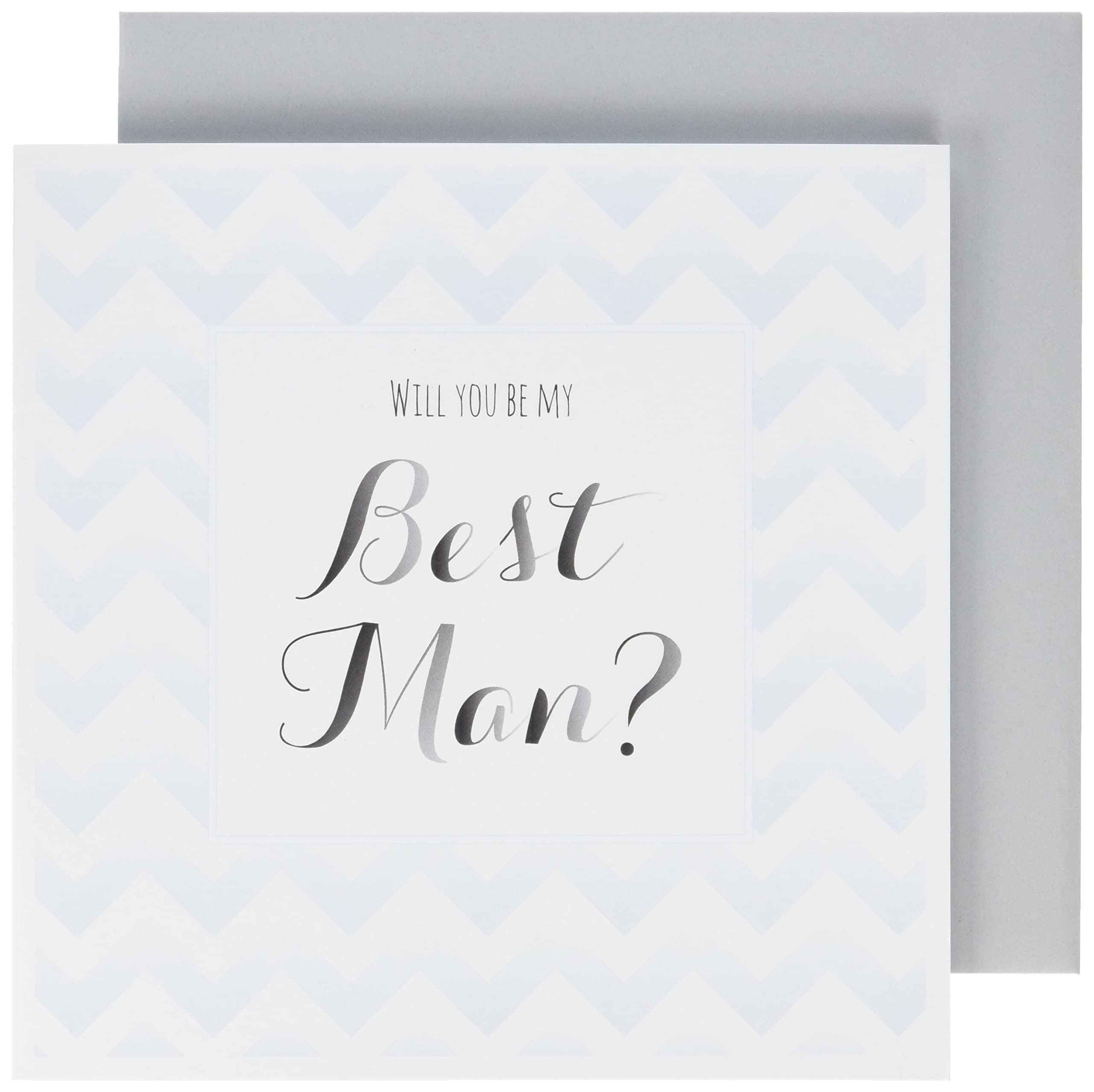 Claire Giles Greeting Cards, Wedding Card, Will You be My Best Man? Blue Stripes Design Wedding Congratulations Greeting Card