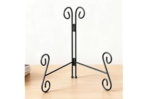 HEMYLU Plate Stand, 6 Inch Metal Plate Stands for Display 1 Pack, Black Iron Easel Stand Decorative Plate Holder for Picture Frame Photo Collectibles Book