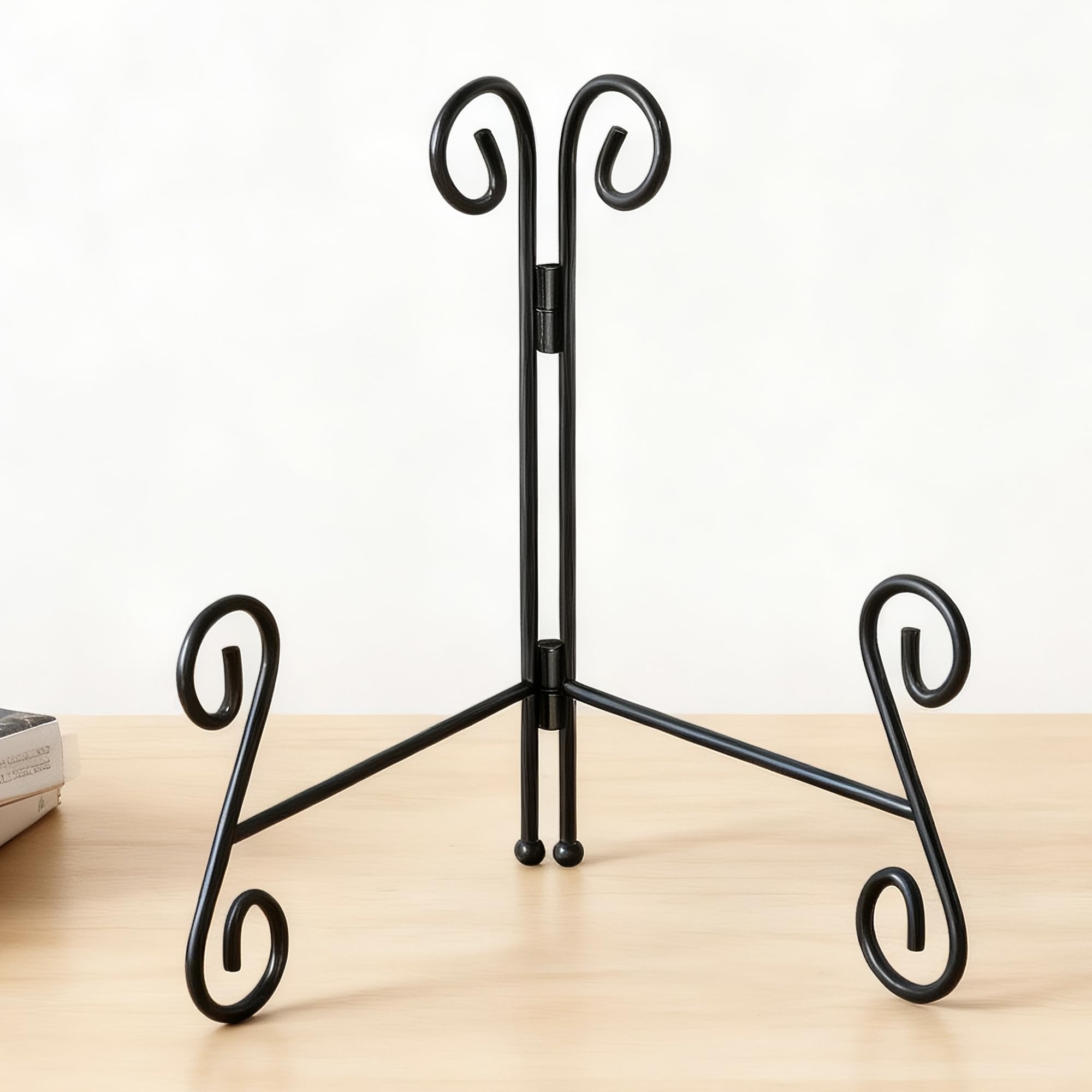 Photo 1 of HEMYLU Plate Stand, 6 Inch Metal Plate Stands for Display 1 Pack, Black Iron Easel Stand Decorative Plate Holder for Picture Frame Photo Collectibles Book