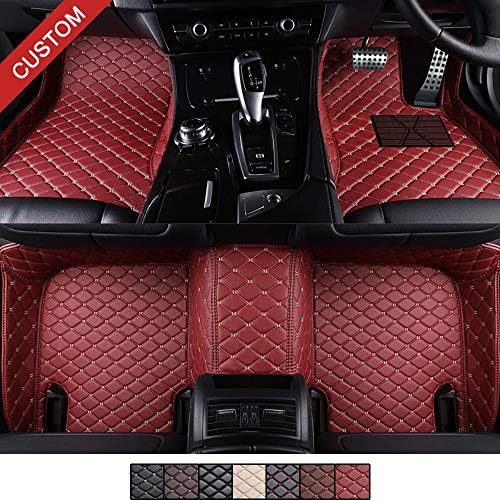VEAOO Tailored Car Floor Mats for Ṃercedes-Benz S Class S500 S550 W222 2014-2019, Custom Laser Measured Faux Leather All Weather Full Coverage Waterproof Carpet XPE Liner (Wine Red)