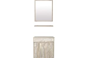 eclife 24" Bathroom Vanity Cabinet Wall Mounted Natural Cabinet Two Doors Pedestal Cabinet Vanity Set with Mirror (Single Cabinet Only)