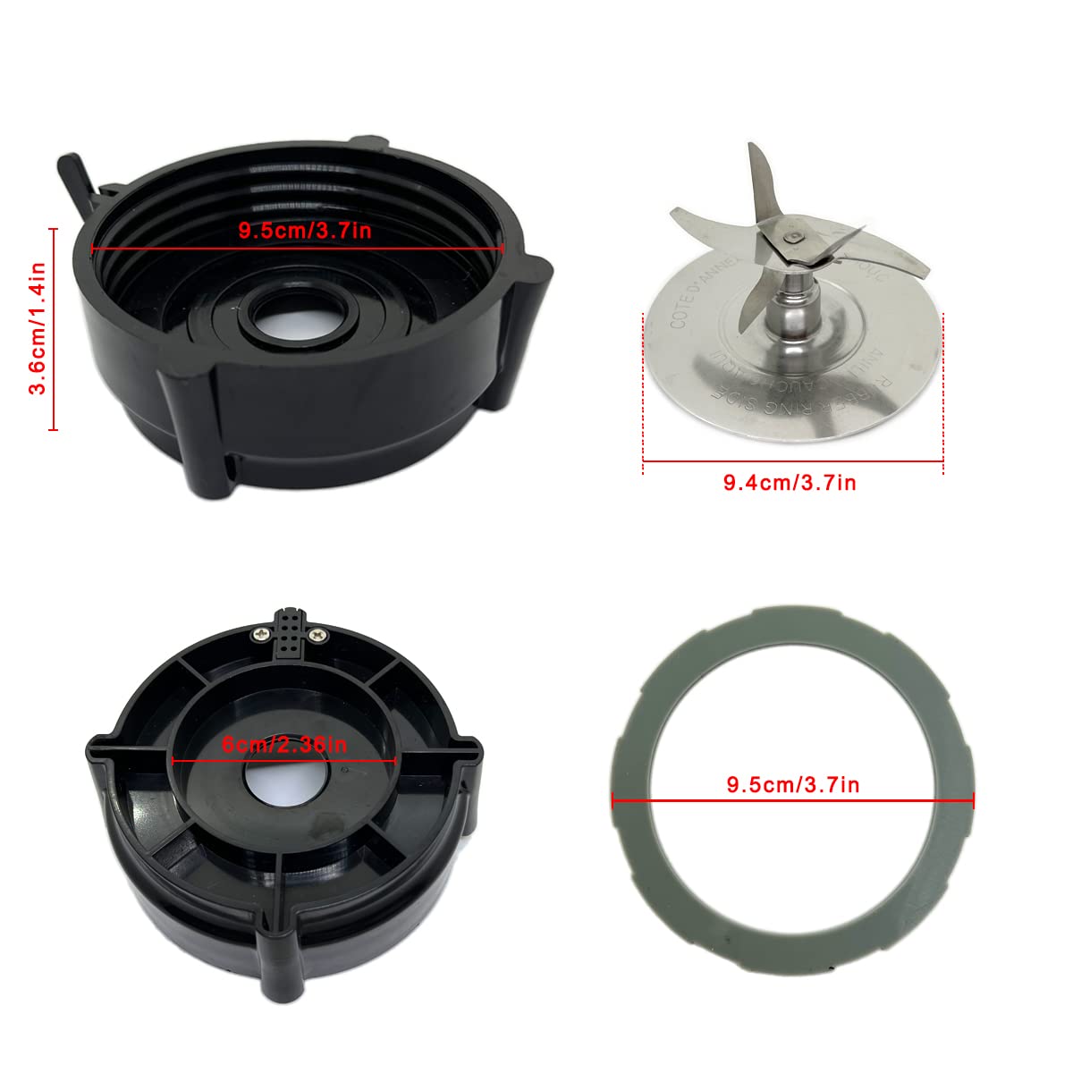 for Oster Pro 1200 Blender Replacement Parts Blender Ice Blade with Jar Base Cap and Rubber O Ring Seal Gasket Accessory Refresh Kit