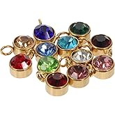 PRETYZOOM 12Pcs Birthstone Charms Beads Pendants with Stainless Steel Rings for DIY Necklace Bracelet Earrings Ankle Chains 0.35 x 0.23 x 0.11 Inch