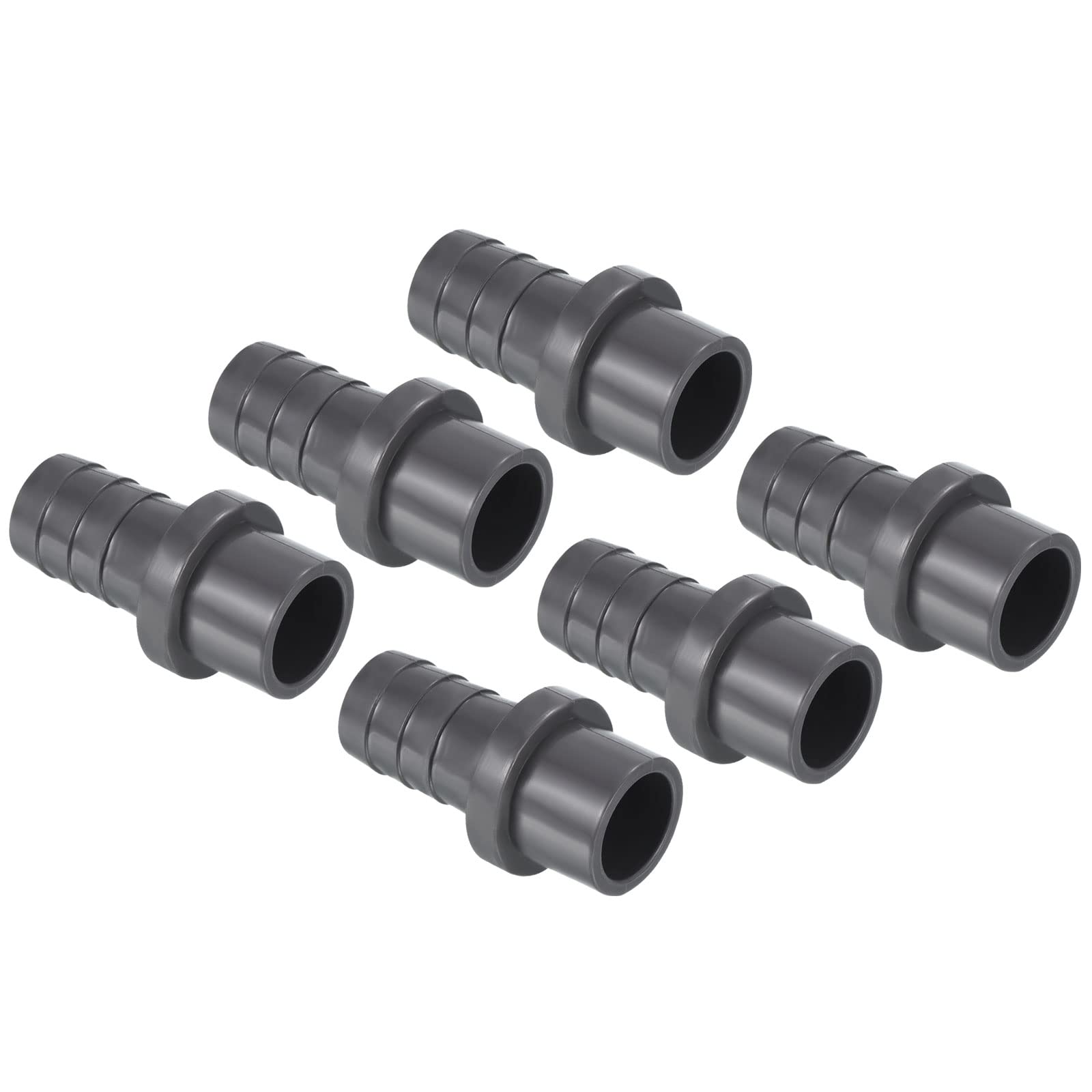 PATIKIL UPVC Reducer Pipe Fitting 20mm OD 17mm Barbed, 6 Pack Straight Coupling Adapter Connector, Grey