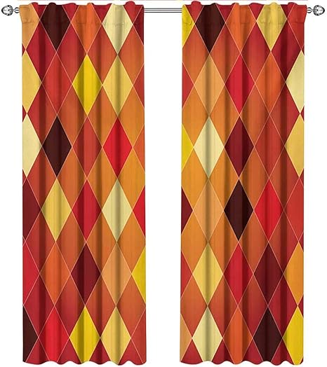 Amazon 幾何学模様 カーテン 断熱 断熱 アーガイル柄 カラフルな菱形 クラシック ロゼンジ幾何学模様 カーテン 男の子の部屋用 マルチカラー W84 X L96 Inch カーテン オンライン通販
