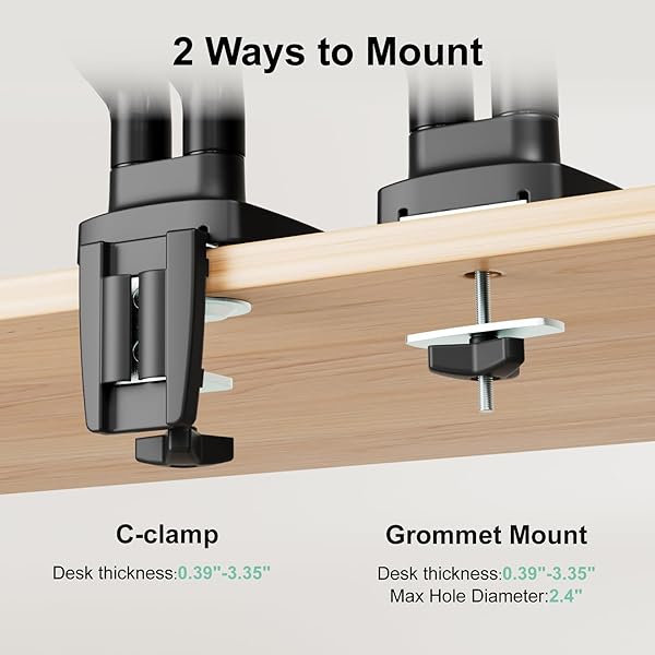HIPPOFLEX DUAL ULTRAWIDE MONITOR MOUNT FOR 22-35 INCH COMPUTER SCREENS, 2 MONITOR ARM STAND WITH GAS SPRING SYSTEM EACH HOLDS UP TO 30.8LBS, FULL MOTION HEIGHT ADJUSTABLE, VESA 75X75/100X100MM