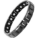 Feraco Mens Magnetic Bracelet, Effective Titanium Steel Magnet Bracelets with Sizing Tool, Black