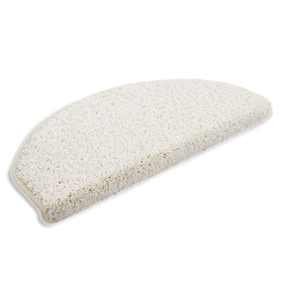 Floordirekt Stufenmatten Treppenmatten Shaggy - Venus Halbrund 10 Aktuelle Farben SparSet 15 Stck. (Creme)