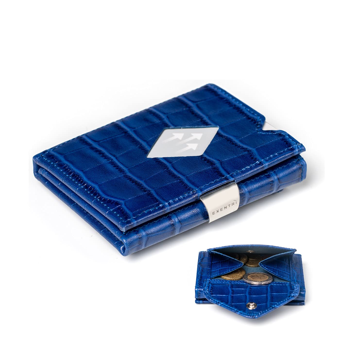 EXENTRI Multiwallet with Coin Pocket, Caiman Blue