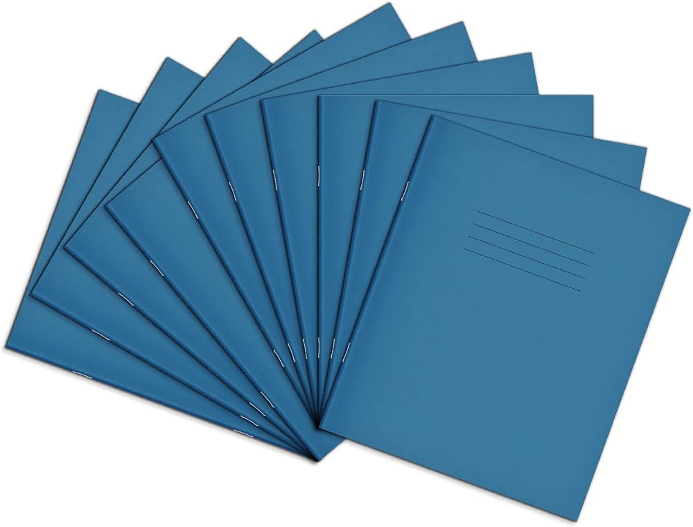 Rhino 8 x 6.5 Exercise Book 48 Page Pack of 10 Light Blue