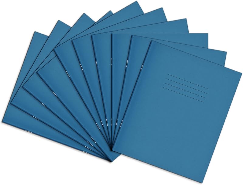 Rhino 8 x 6.5 Exercise Book 48 Page Pack of 10 Light Blue