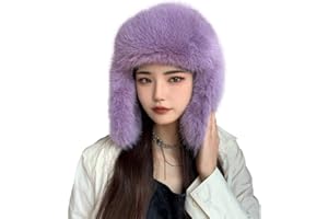 BSYLOO Luxurious Faux Mink Fur Ladies Trapper Hat，Pure Color Simplistic Women’s Winter Hat，Furry Ushanka Warm Hat