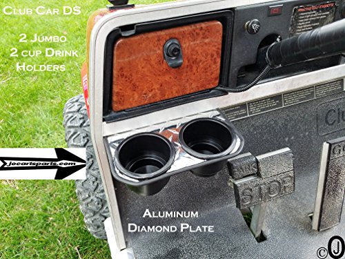 J & O Carts Parts Club Car DS 2 Jumbo Cup Drink Holder Made With Polished Aluminum Diamond Plate - Thumbnail 2
