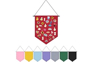 Fnaobai Wall Hanging Brooch Organizer Storage Board Colorful Enamel Pin Badge Canvas Display Banner Earrings Case Collection Holder 12.6x10in(Not Include Any Accessories) (Red)