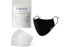 Euroca - Cloth Face Mask, 3 Layers Cotton Face Masks, Adjustable Face Mask Set, Face Masks Reusable & Washable, Face Mask Wit