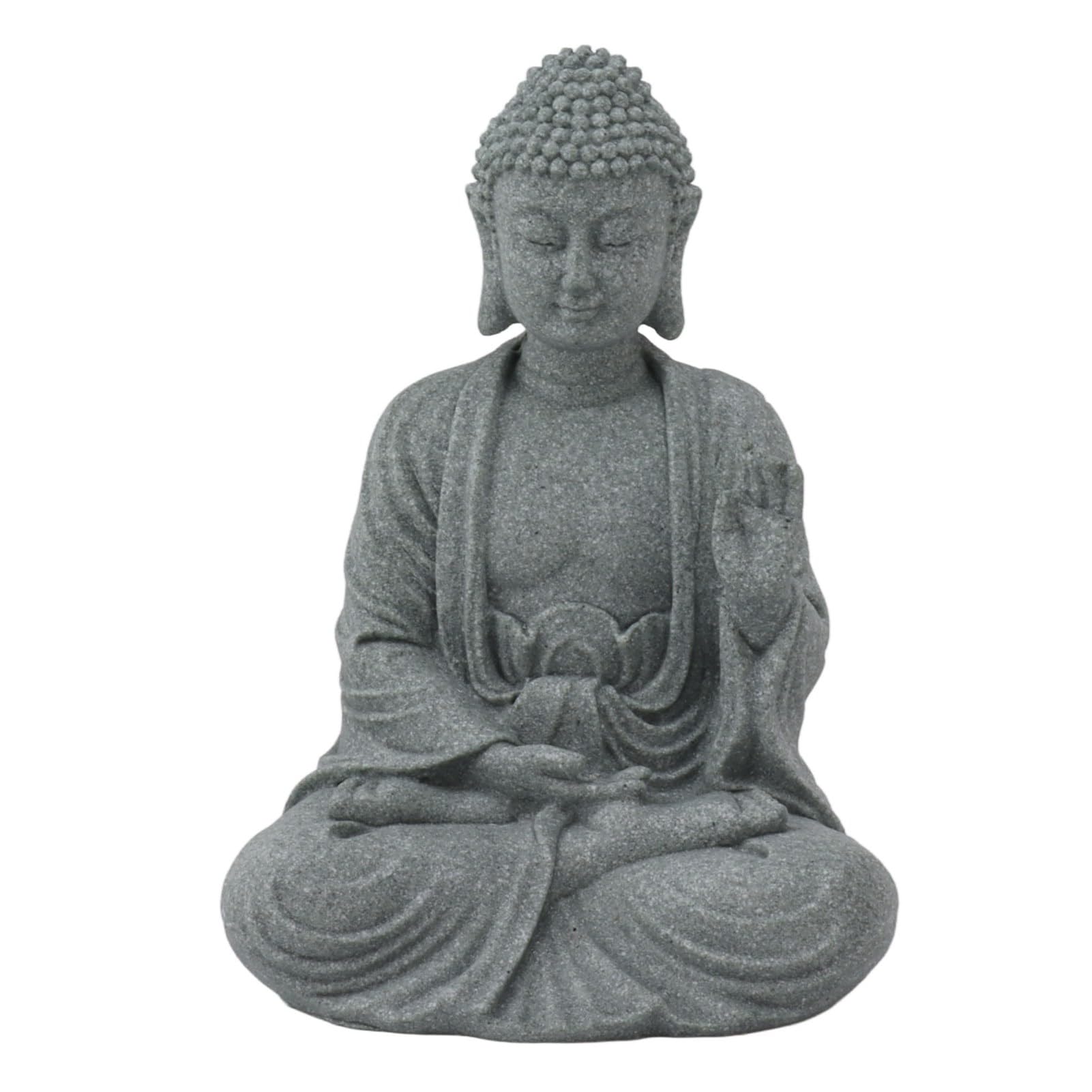 Hztyyier Buddha Statue Entrance Decoration Garden Green Home Ornament Landscape Living Room Figurine Zen Room Sculpture Fish Tank Decorative Sandstone Backyard (7135K-02)