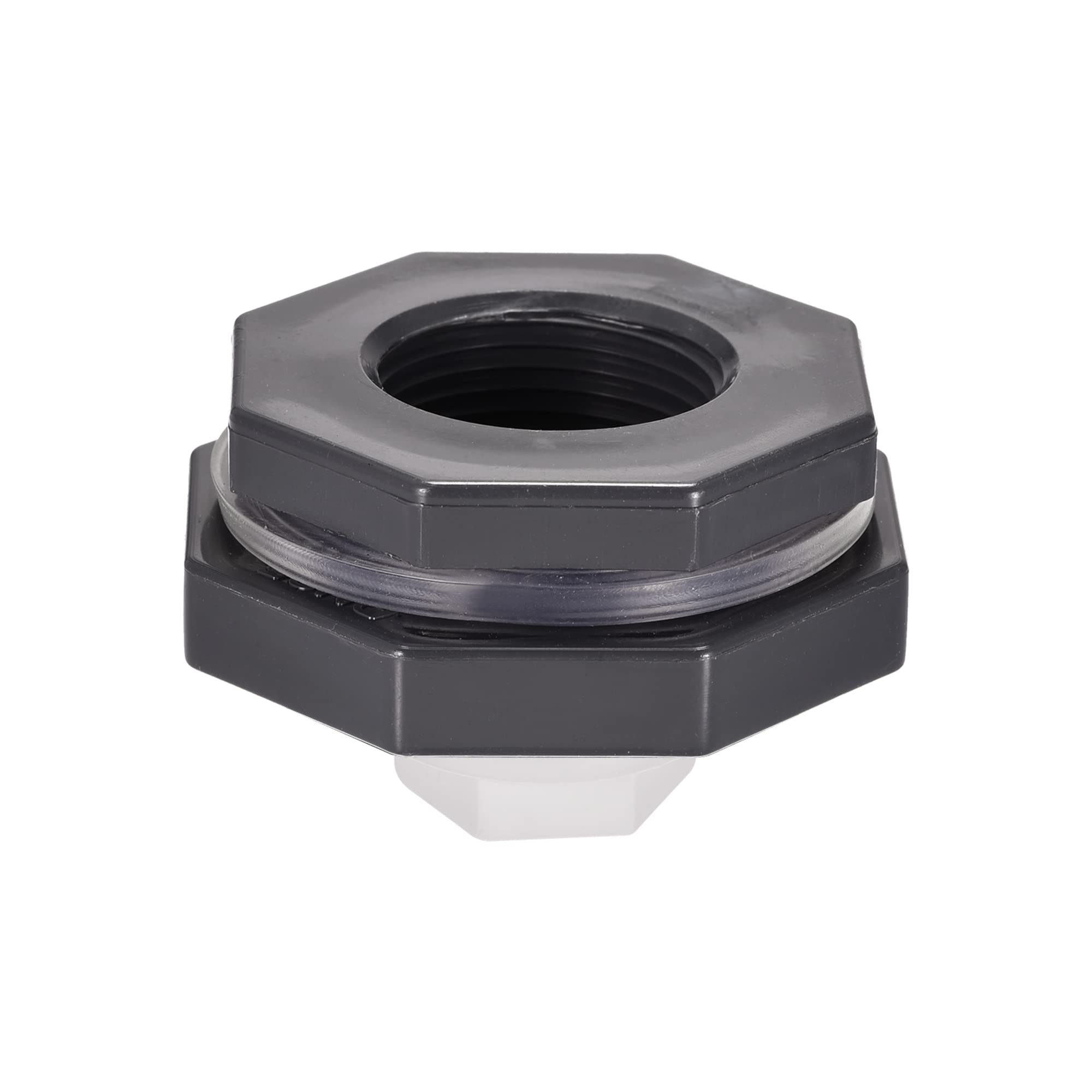 M METERXITY 1 Set PVC Bulkhead Fitting - Threaded Bulkhead Water Tank Connector, with Plug Fitting, Apply to Faucets, (G1 Thread, Gray White)