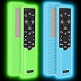 [2Pack] Silicone Protective Case for Newest Samsung Smart TV Solar Cell Remote Control 2022,for Samsung BN59-01385 BN59-01386 BN59-0139 Frame Remote Battery Back Covers Skin Holder-Glowblue Glowgreen