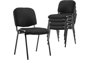 Kmax Office Reception Chairs Set of 5 Guest Waiting Room Chairs with Upholstered Padded Armrest Upholstered Lumber Support, Foam Back